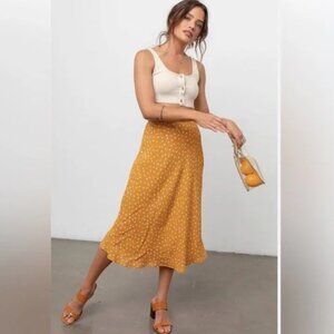 Rails Marigold Yellow London Anya Print Midi Swing Skirt, Size Small